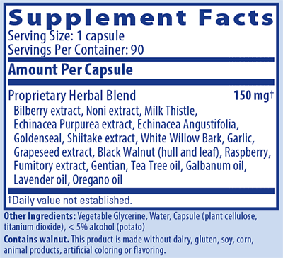 Biocidin Broad Spectrum Capsules Ingredients Label